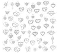 PH PandaHall 60pcs 20 Styles Heart Rhinestone Charms Valentine Sweet Heart Pendants Crystal Dangle Charms Metal Pendants for DIY Bracelet Necklace Earring Jewelry Making Keychain