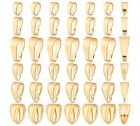 PH PandaHall 60pcs 24K Gold Plated Snap on Bails, 6 Styles Golden Pinch Bails Brass Pendant Clasp Connectors Necklace Charm Clasp Jewellery Clasps Pendant Bails for Necklaces Earrings Jewellery Making