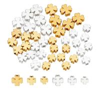 PH PandaHall 60pcs 3 Sizes Clover Spacer Beads Four Leaf Loose Beads Lucky Bracelet Bead for Spring Jewellery Making Saint Patrick's Day Christmas Earring Necklaces DIY Craft, Golden Silver
