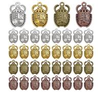 PH PandaHall 60pcs 4 Colours Egyptian Beetle Charms, Vintage Egyptian Scarab Pendant Charms Metal Scarab Charm Fit for 1.8mm Rhinestone DIY Crafts Necklace Bracelet Jewellery Making, 26x16mm