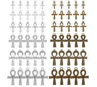PH PandaHall 60pcs 6 Styles Ankh Cross Charms, 0.7~1.8 inch Cross Pendants Egyptian Metal Charms Vintage Tibetan Pendants for DIY Crafts Earring Necklace Bracelet Ankle Keychain Jewellery Making