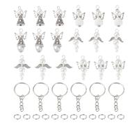 PH PandaHall 60Pcs Alloy Angel Wing Charms - Antique Silver & Mixed Wings Pearl - DIY Jewelry Making