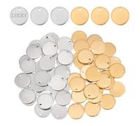 PH PandaHall 60Pcs Blank Stamping Pendants 304 Stainless Steel Charms 12mm Flat Round Charms Blank Tag Pendants Metal Jewelry Charms for DIY Bracelet Earring Necklace Jewelry Making, 2 Colors