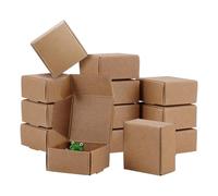 PH PandaHall 60pcs Brown Gift Box Mini Paper Boxes Cardboard Box with Lid Square Small Aircraft Boxes for Gift Packaging Wedding Birthday Party Favors Small Business, 4x4x2cm