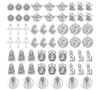 PH PandaHall 60pcs Egyptian Theme Charms, Ancient Egypt Pendant 10 Styles Ankh Charm for Bracelet, Antique Sliver Pharaoh Pyramid Charm Cross Evil Eye Charms for Jewellery Making, 18~27mm