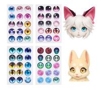 PH PandaHall 60pcs Eye Stickers, 2 inch Self-Adhesive PVC Eyes Costume Eyes for DIY Puppet Plush Animal Eye Furries Cosplay Sculptures Props Fursuits Handicrafts Making, 4 Sheets/Set