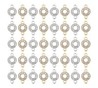 PH PandaHall 60pcs Flat Round Link Charms Rhinestone Connectors Charms 13.5mm Round Jewellery Links Ring Circle Charm Links Double Loop Jewellery Connectors for Bracelet Earring DIY, Golden/Platinum