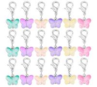 PH PandaHall 60pcs Glass Butterfly Dangle Charms, Colorful Clip-on Stitch Marker Charms with Lobster Clasps Transparent Butterfly Pendants for Knitting DIY Earrings Necklace Jewelry Crafts