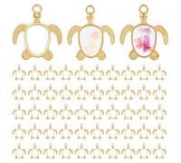 PH PandaHall 60pcs Golden Turtle Tortoise Charms Pendants Hollow Turtle Shape Open Back Bezel Pendants Sea Turtle Frame Charms with Loop for Summer DIY Earring Necklace Pressed Flower Jewellery