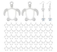 PH PandaHall 60pcs Hollow Turtle Tortoise Charms Silver Turtle Shape Open Back Bezel Pendants Sea Turtle Hollow Frame Charms with Loop for Summer DIY Earring Necklace Pressed Flower Jewellery