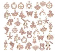 PH PandaHall 60pcs Rhinestone Charms for Jewelry Making, 20 Styles Sparkly Cubic Zirconia Charms Gold-Tone Crystal Rhinestone Pendants for Bracelet Necklace Earring Jewelry Making DIY Craft