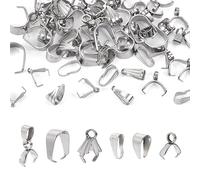 PH PandaHall 60pcs Stainless Steel Snap on Bails Pendant Bails Ice Pick Pinch Bails Dangle Charm Clasp Clip Connector Findings for Jewelry Making