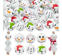 PH PandaHall 60pcs Wood Snowman Beads, 6 Styles 20mm Beads for Jewellry Making Macrame Bead Winter Themed Hair Bead for Christmas DIY Crafts Garland Party Decorations Braided Hair, 4.5mm Hole