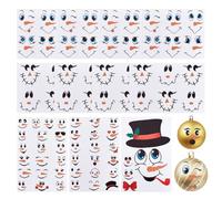 PH PandaHall 62pcs Christmas Snowman Face Stickers Snowman Face Decals, 3 Styles Cute Christmas Face Stickers for Xmas Art Wall Decor Fridge Wall Door Party Supplies Home Decoration