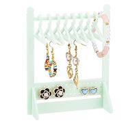 PH PandaHall 64 Holes Earring Hanger Rack, Acrylic Earring Stand Display Coat Hanger Holder Earring Holes Hanging Organizer for Woman Earring Ear Stud Merchant Show, Green, 12x6x14.9cm/4.7x2.3x5.8inch
