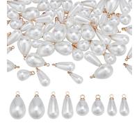 PH PandaHall 64pcs 4 Sizes Teardrop Pearl Pendant Charm White Pearl Charms Water Drop Teardrop Pendants Baroque Pearls Beads Charms for DIY Dangle Necklace Earring Bracelet, 16/18/19/21.5mm