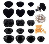 PH PandaHall 64pcs 5 Styles Safety Noses for Crochet Animals, 10~18mm Black Noses Plastic Crochet Noses with Washers for Amigurumi Stuffed Animals Craft Puppet Bear Teddy Bear Dog Plush Animals