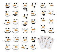 PH PandaHall 64pcs Snowman Face Stickers for Christmas Ornaments, Cartoon Face Decals DIY Craft Art Stickers PVC Decorative Sticker for DIY Winter Holiday Home Decor Window Wall Water Bottles