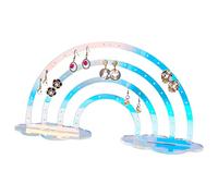 PH PandaHall 66 Holes Acrylic Earring Holder Stand, Rainbow Earring Display Stands with Base Clear Ear Studs Display Rack Earring Hanger Board Double Sided for Jewellery Display, 3.52x13.39/8.95x34cm