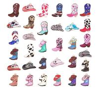 PH PandaHall 66pcs Western Cowboy Charms for Jewellery Making Cowboy Boot Hat Charms Pendants Gothic Vintage Western Charm Leopard Star Printed Pendants for Bracelet Necklace Earring Keychain DIY