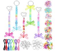 PH PandaHall 697pcs Keychain Making Kit, DIY Bag Charms Bead Key Chain Kit Accessory Key Chain Making Craft for DIY Jewellery Making Backpack Bag Charms Teacher Gift