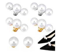PH PandaHall 6pcs 3 Styles Pearl Shoe Clips, Shoe Clips with White Pearl Beads Removable Shoes Buckles for Bridal Shower High Heels Pumps Flats Women Banquet Christmas Party Bridesmaid Gift