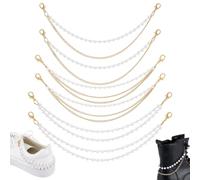 PH PandaHall 6pcs 3 Styles Pearl Shoes Chains, Shoes Charms Pearl Beaded Boot Chains Shoe Accessories 2-3-Layer Boot Strap Chains for DIY Clog Sandals Shoe Slippers Party Favors Decorative