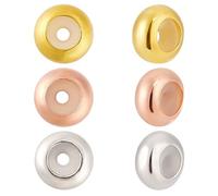 PH PandaHall 6pcs 5mm 925 Sterling Silver Stopper Beads, Round Rondelle Spacer Beads Metal Slide Stopper Beads Round Rubber Spacer for Snake Chain Bracelet DIY Jewelry Making, Golden/Silver/Rose Gold