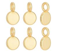 PH PandaHall 6pcs 925 Sterling Silver Glue on Bails Pendants, Gold Jewellery Bail Flat Pad Connector Round Bail Jewellery Pendant Trays for DIY Craft Earring Necklace Making
