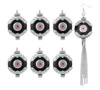 PH PandaHall 6pcs Black Ethnic Style Connector Pendant Big Flat Round Necklace Charm Tibetan Jewelry Pendant Connector for Women Men Necklace Dangle Making Decor, Antique Silver 2x1.4 inch