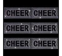 PH PandaHall 6pcs Cheer Rhinestone Iron on Patches 4.72x 11.26 inch Rhinestone Sheets for Heat Press Cheer Bling Transfers Glass Rhinestone Decals for Clothes Shoes Bags Hats Decoration DIY Party