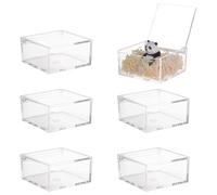 PH PandaHall 6pcs Clear Acrylic Box 8.2x8.2x4cm Square Cube Container with Lids Transparent Storage Boxes Mini Display Box for Candy Treat Jewellery Craft Wedding Party Favor Gifts