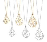 PH PandaHall 6pcs Crystal Stone Holder Empty Stone Holder Cage Pendant Holder Gemstone Cage Mesh Pendant Replacement Hand-Woven Necklace Cord with Adjustable Length for Women Men (Platinum, Golden)