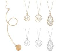 PH PandaHall 6pcs Empty Crystal Holder Necklace, 925 Sterling Silver Necklace Chain 18K Gold Plated Cage Necklace Adjustable Stone Gemstone Pendant Necklace for DIY Jewellery, Golden and Platinum