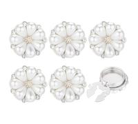 PH PandaHall 6PCS Flower Pearl Button Covers 21x12.5mm Rhinestone Detachable Clips Buttons Imitation Pearl Cufflinks Platinum Crystal Clip on Jewelry for Clothing Blouses Cufflink Shirt Embellishment