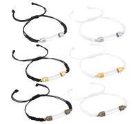 PH PandaHall 6pcs Glass Vial Pendant Bracelet Adjustable Bracelet with Glass Openable Container Transparent Glasses Tube Urn Bangle Memorial Bracelet for Men Women DIY Jewellery Making, Black/White