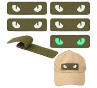 PH PandaHall 6pcs Glow in The Dark Cat Eyes Patch, 3.5x1.1 inch Cat Eyes Patches Hooked Backing Tactical Embroidered Eyes for Backpacks Hats Bags Tactical Vest Helmet Dog Harness Uniform, Green