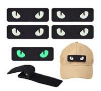 PH PandaHall 6pcs Glow in The Dark Cat Eyes Patch, 3.5x1.1 inch Hooked Backing Tactical Embroidered Cat Eyes Patches for Backpacks Hats Bags Tactical Vest Helmet Dog Harness Uniform, Black