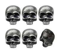 PH PandaHall 6pcs Halloween Skull Brooch, Skeleton Head Pin Gothic Skulls Pins Antique Silver Punk Style Skulls Badge Pins Skull Lapel Pin for Cloths Bags Hats Costume Accessories