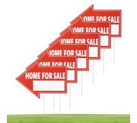 PH PandaHall 6pcs Home for Sale Sign with Stakes, 15.7x11.8 inch Double Sided House Directionals for Sale by Owner Directional Arrow Signs for Garden Yard Real Estate Agent Lawn, Red