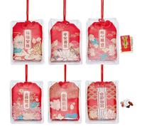 PH PandaHall 6pcs Japanese Omamori Amulets Good Luck Hanging Ornament, Red Blessing Lucky Charm with Lucky Stone and Sutra Books Gift for Health Wealth Success Good Fortune Happiness