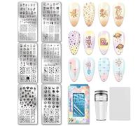 PH PandaHall 6pcs Magical Elements Nail Stamp Plate Moons Sun Star Nail Art Plates Crystal Pendant Nails Image Plate Celestial Pattern Manicures Art Templates for Women Nails Decoration DIY Printing