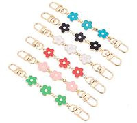 PH PandaHall 6pcs Purse Extender, 14.8cm Bag Strap Extender Plastic Enamel Flower Chain with Alloy Swivel Clasps Short Handbag Chain Straps Replacement for Crossbody Purse, Light Gold, 6 Colors