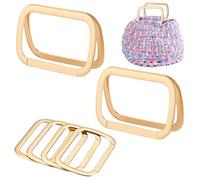 PH PandaHall 6pcs Purse Replacement Handle Rectangle Bag Handle Replacement Light Gold Handbag Handle Metal Handel Frame Purse Handles for Bag Purse Making Handle Replacement, 3.7x2.4”