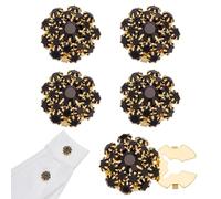 PH PandaHall 6pcs Rhinestone Button Covers Black Crystal Cufflinks Cover 20mm Decorative Clip on Buttons Detachable Sewing Button for Clothing Blouses Shirt Dress Suit Embellishments Crafts Decor