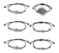 PH PandaHall 6pcs Waxed Cord Bracelets, 2 Style Empty Crystal Holder Bracelets Stainless Steel Gemstone Cage Bracelet Empty Stone Holder Replacement for DIY Jewellery, Black, 26cm