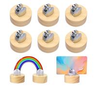 PH PandaHall 6pcs Wood Display Stand Easel for Glass Piece, 4.5cm Round Glass Art Display Holder Rustic Decorative Plate Stand for Ceramic Tiles Plates, Pictures, Collectibles, Home, Office