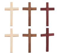 PH PandaHall 6PCS Wooden Cross, 3 Colors Easter Cross Hand Held Prayer Crosses Wood Hanging Crosses Home Church Decor for Christmas Meditation Party Gift Decoration, 6.9x12cm