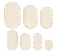 PH PandaHall 7 sizes Natural Wooden Basket Bottom, Oval Blank Solid Crochet Basket Wood Base for DIY Basket Weaving Supplies Craft Making Home Decoration, Burlywood