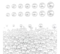 PH PandaHall 7 Sizes No Holes Pearls, 390pcs White Pearl Beads Undrilled Imitated Pearl Beads Faux Pearls for Vase Fillers, Wedding, Party, Home Decoration, Table Scatter (4-16mm)